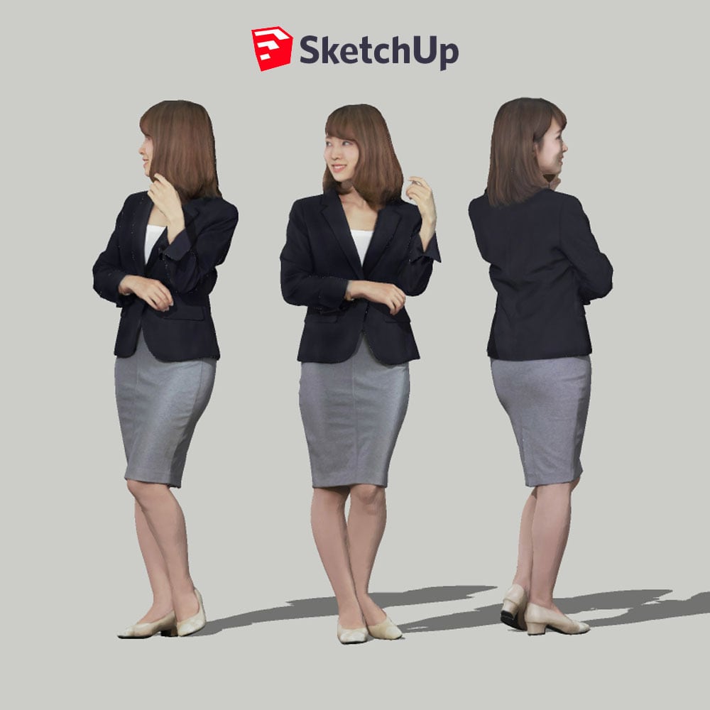 SketchUp素材　3D人物モデル ( Posed ) 013_Kana - 画像1