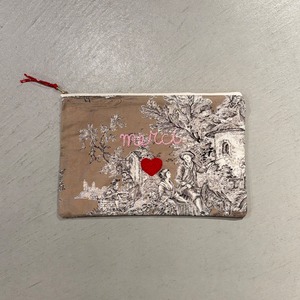 Toile de Jouy　POUCH LARGE　BEIGE/ｍerci