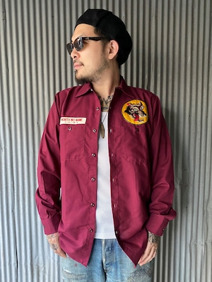 【NORTH NO NAME】ノースノーネーム WOLVES WORK SHIRT (BURGUNDY) ワークシャツ