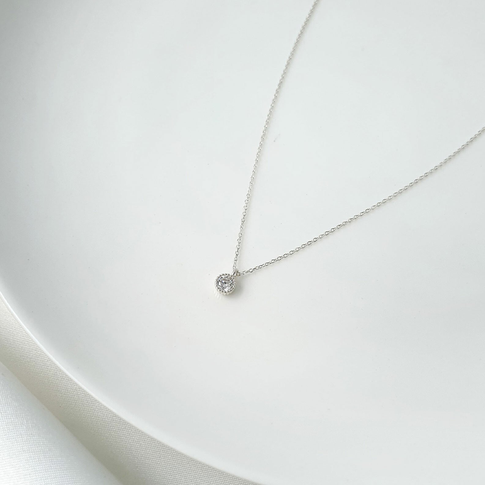 【シルバー925】金属アレルギー対応 キュービックジルコニア ネックレス silver925 韓国製