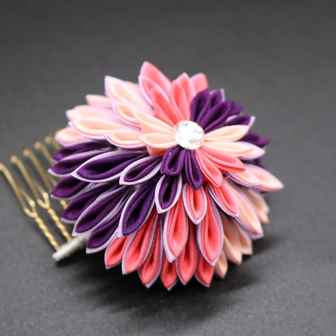 二重はんくすのコーム ［つまみ細工］/ Nijuhankusu comb［Tsumami