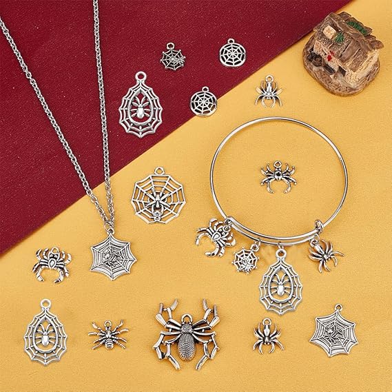 SUNNYCLUE 1箱48個12種 ハロウィン チャーム 蜘蛛 チャーム くも