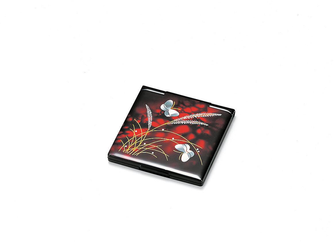 37-0201 角コンパクトミラー べっ甲 武蔵野 Compact Mirror w