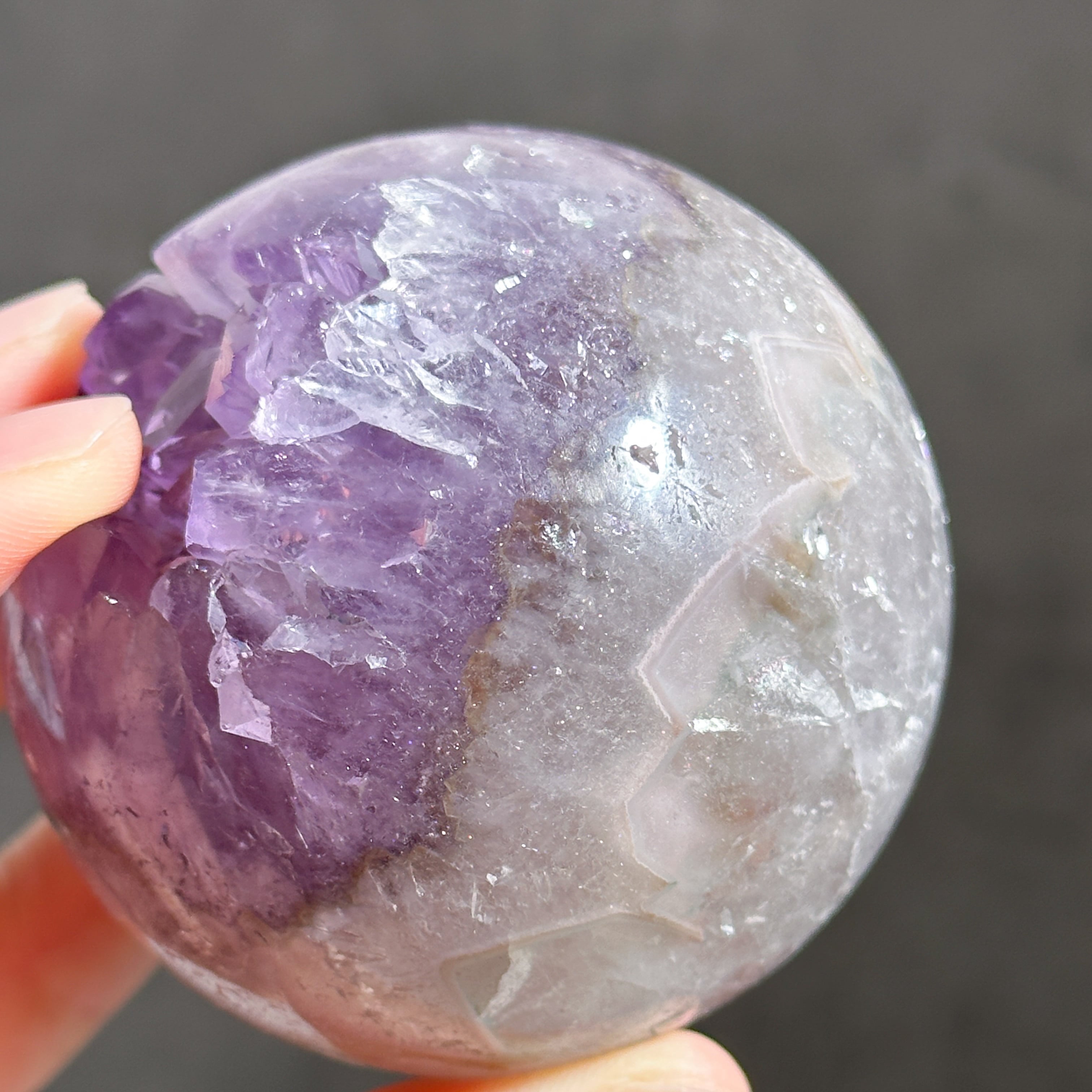ウルグアイ産アゲート×アメジスト スフィア（丸玉）51◇Agate×Amethyst