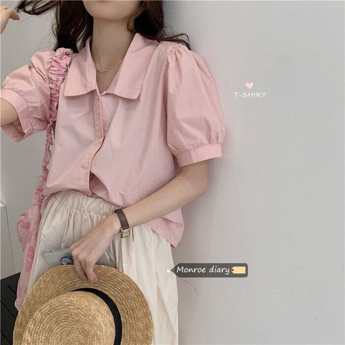 ショートスリーブシャツ レディースサマートップス ピンク 夏物 モンロー51286768848