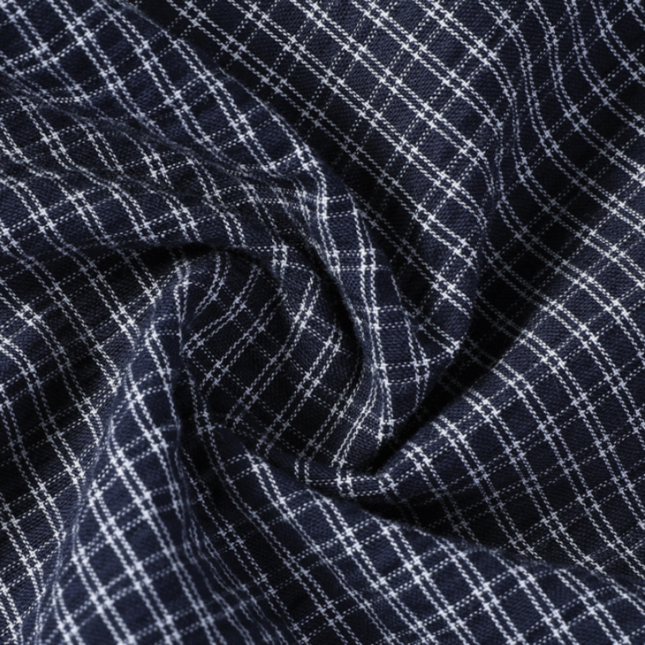 チェック柄コットンミモレ丈シャツワンピース W01123