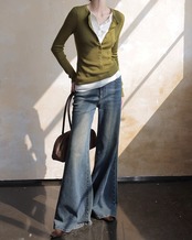 Fake layered slim rib Knit T20336