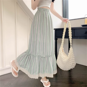 【送料無料】 スカート 3色 ロングスカート ロング マキシ丈 フレア Aライン 伸縮性 ウエストゴム 薄手 フリル かわいい 大人可愛い きれいめ カジュアル おしゃれ お洒落 レトロ こなれ感 コンサバ系 ラフ 抜け感 ガーリー フェミニン ストライプ しましま 夏 誕生日会 20代 30代 40代 レディース 女性用 デート お出かけ お呼ばれ 休日 アウトドア お茶会 女子会 授業参観 着回し ファッション コーデ スタイル 楽ちん 体型カバー 定番 プチプラ 着痩せ