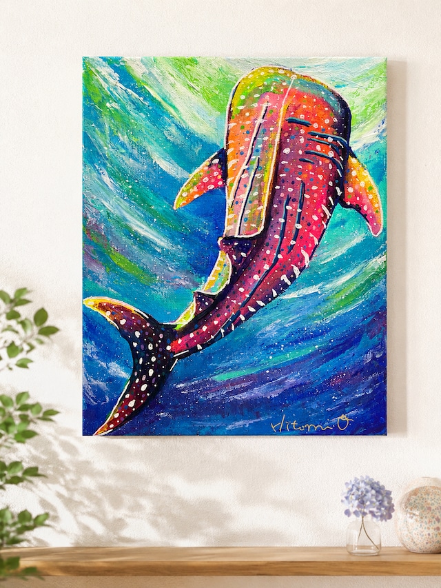 A-50/25】動物画 原画 キリン 絵画 キャンバス 真作 インテリア 作品