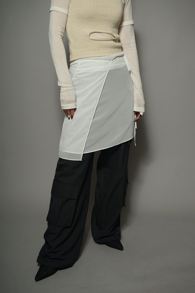 SEE-THROUGH  WRAP SKIRT (WHITE) 2403-62-05