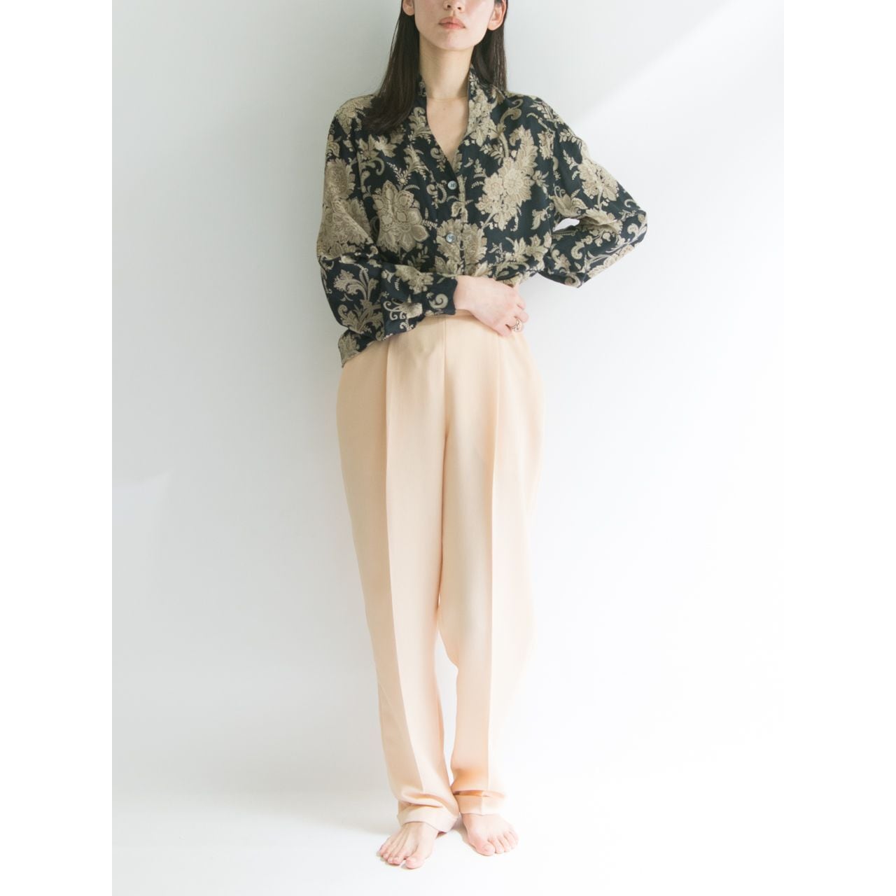 【Bagutta】Made in Italy 80's floral silk blouse（バグッタ イタリア製 花柄シルクブラウス シャツ）3b  | MASCOT/E powered by BASE