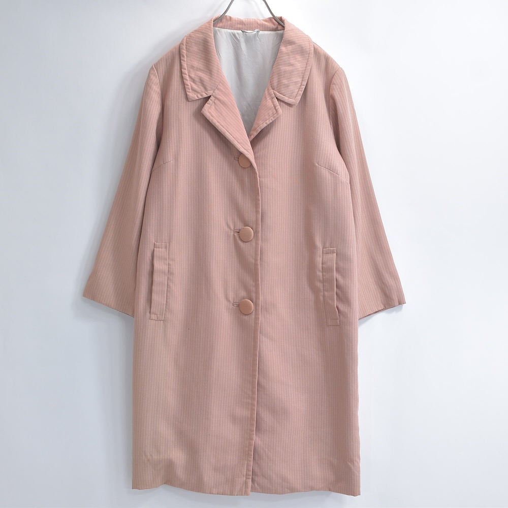 80s Japan Vintage 道中着 シルク調 ストライプ デザイン ミドル丈