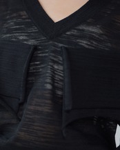 kotohayokozawa - TD V-NECK SHEER KNIT ：Black｜シアー／Vネック／デコレーション