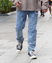 【#Re:room】CHEMICAL WASH TIGHT FIT STRAIGHT DENIM［REP225］