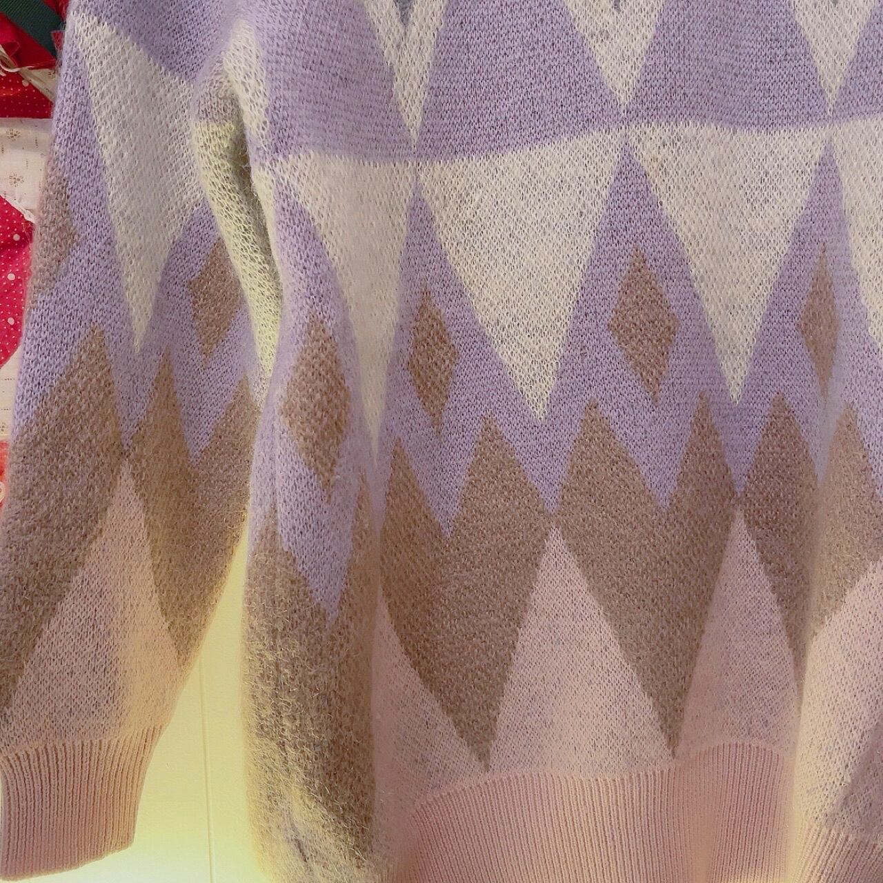 pastel argyle big knit sweater