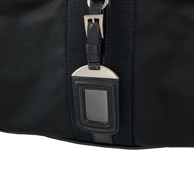 PRADA プラダ   ショルダーバッグ ブラック トライアングルロゴ ナイロン レザー ホーボーバッグ vintage ヴィンテージ オールド 4nfw5t