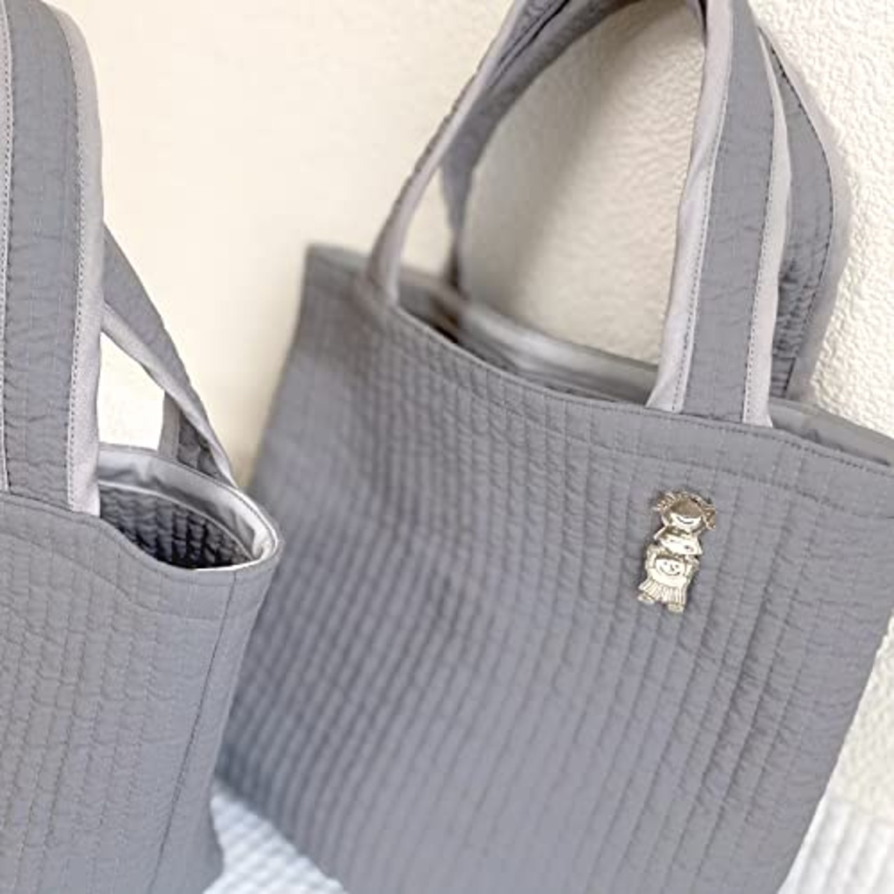 KIYOHARA ヌビ 生地 イブル キルティング 無地 約60cm巾×60cm Col.PBE ピンク ベージュ トートバッグ が作れる レシピ 付き KOF-53HC