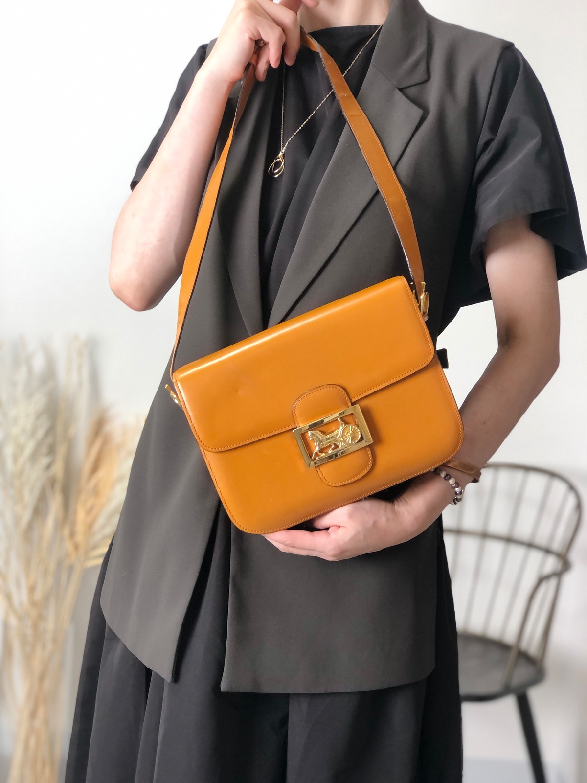 CELINE セリーヌ ショルダーバッグ キャメル 馬車 ホースキャリッジ 