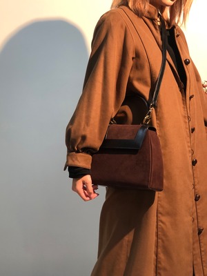 CELINE セリーヌ ロゴサークル スエード×レザー ハンドバッグ 