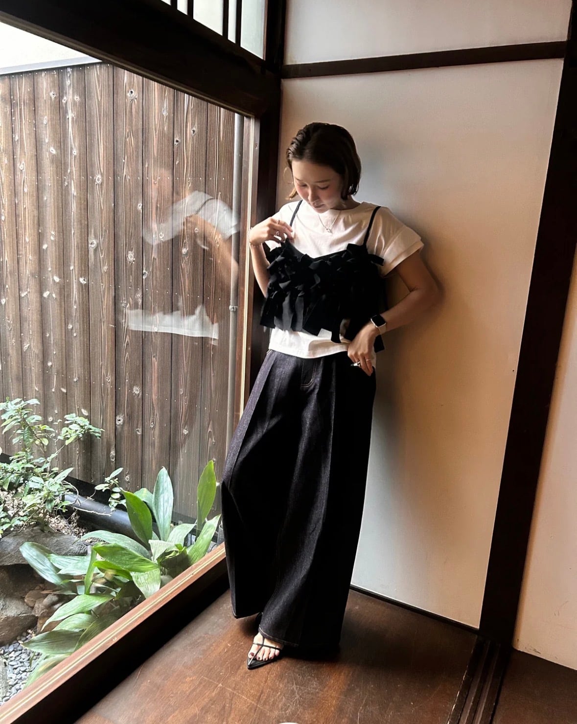 S64:新品❣️リボン キャミソール 単品 ブラック サイズ44 5/19LIVE PRIORITY フリルリボンキャミソール P62047HW | BENE