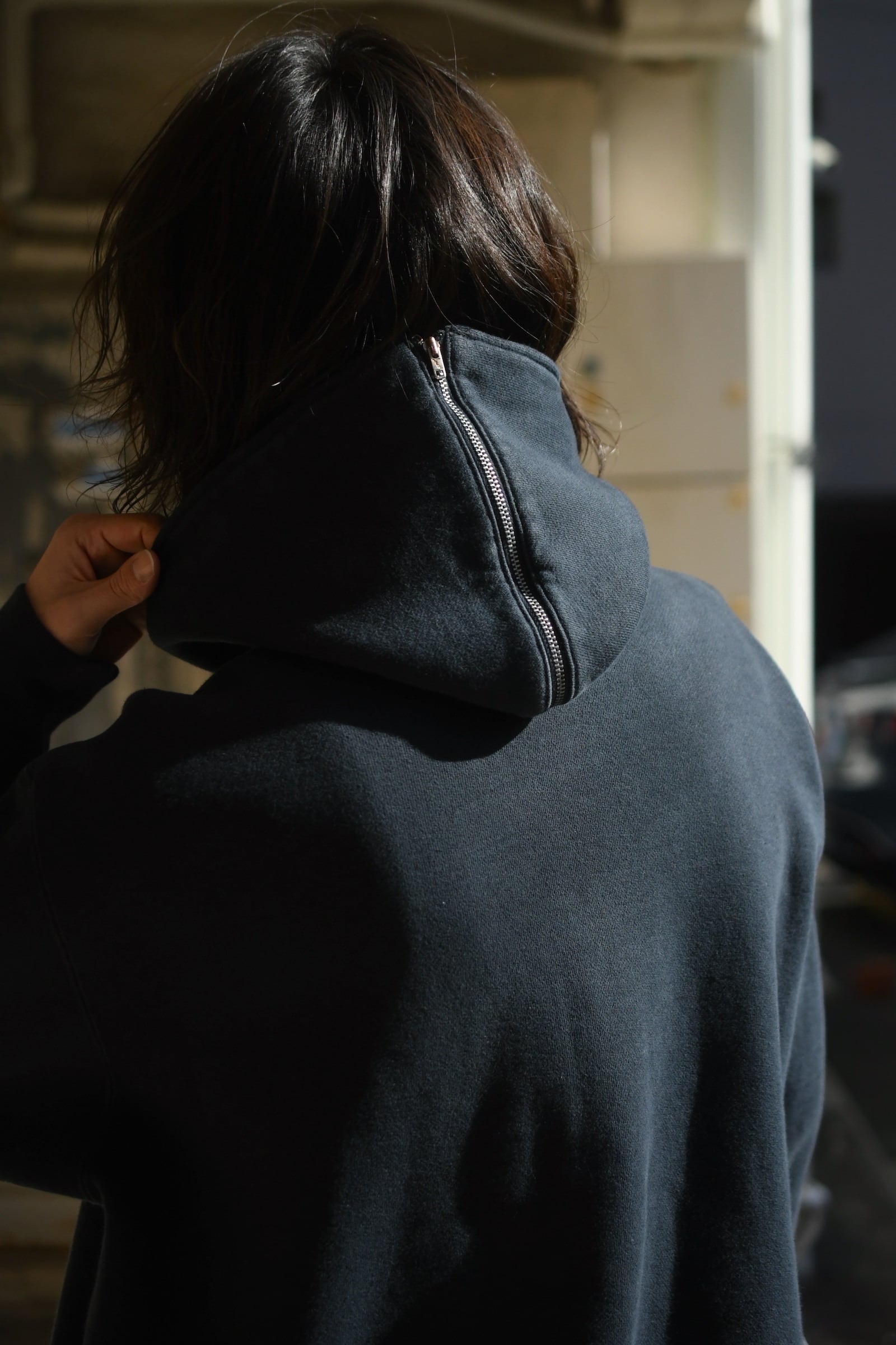 A.PRESSE / Vintage Sailor Hood Half Zip Sweatshirt (Black) | nariwai