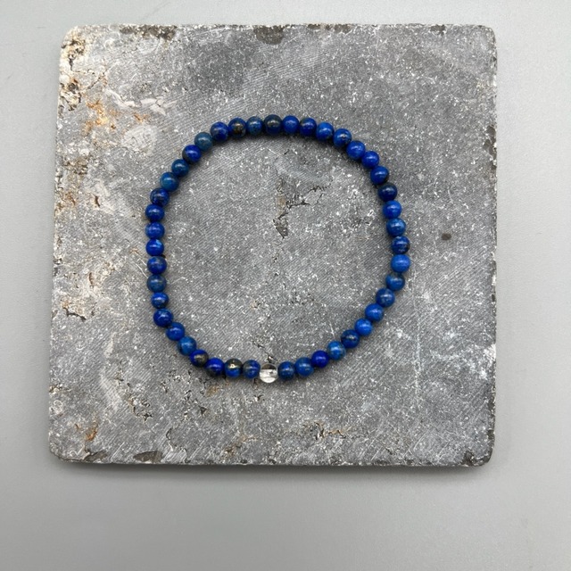 #008 Natural stone bracelet  【ラピスラズリ×水晶ブレスレット】