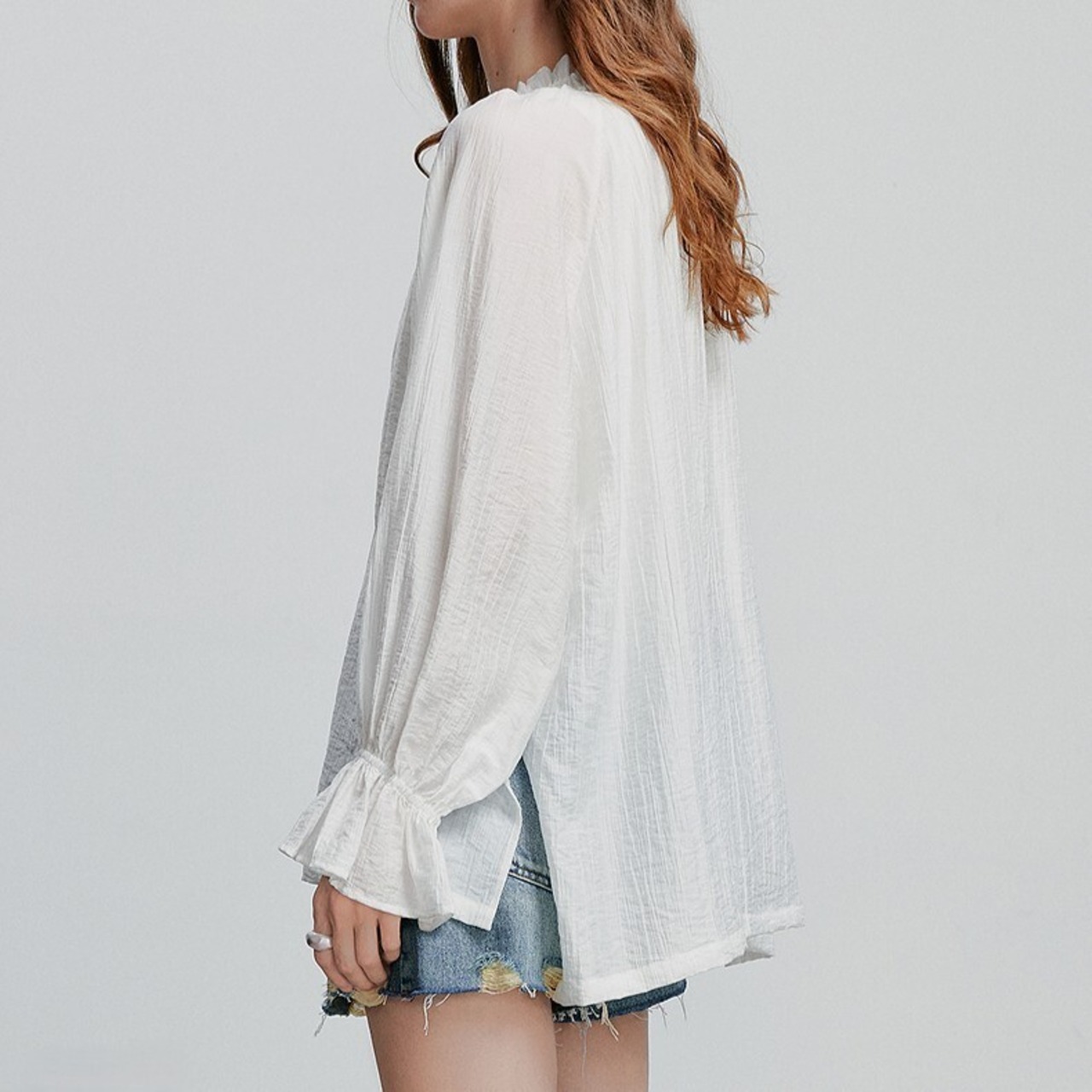 Drawstring Flutter Sleeve Blouse / ドローストリング フラッター スリーブ ブラウス