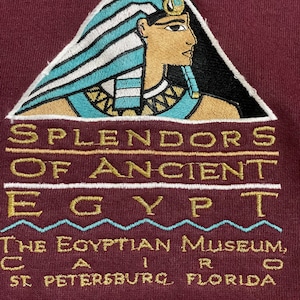 【Lee】90s USA製 エジプト考古学博物館 カイロ 刺繍 古代 エジプト ツタンカーメン splendors of ancient egypt ロゴ スウェット トレーナー プルオーバー L オールド ビンテージ リー HEAVYWEIGHT US古着