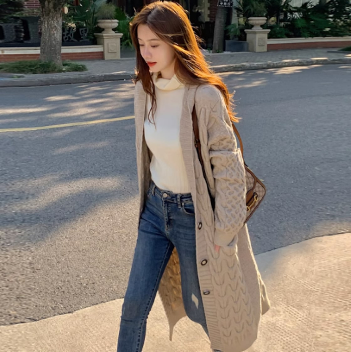 [J.STORE] ダブルボタン ルーズ カーディガン レディース 春秋 オフィス ゆったり きれいめ カジュアル 長袖 outer】韓国系カジュアル切り替えカーディガン2色人気デザイン着心地良い M-2089 | Pay ID