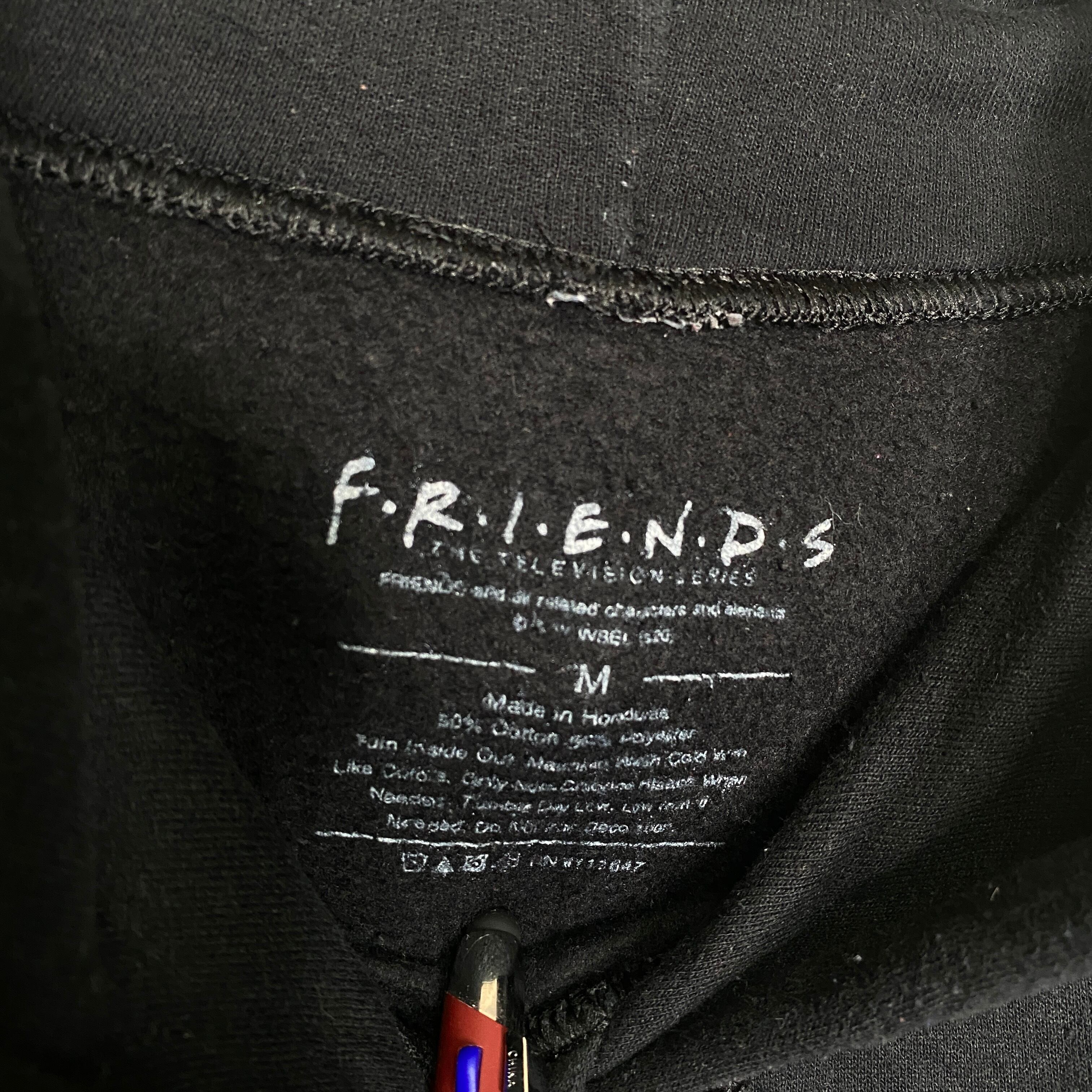 Friends パーカー M ブラック 厚手 ヘビーコットン バックプリント 