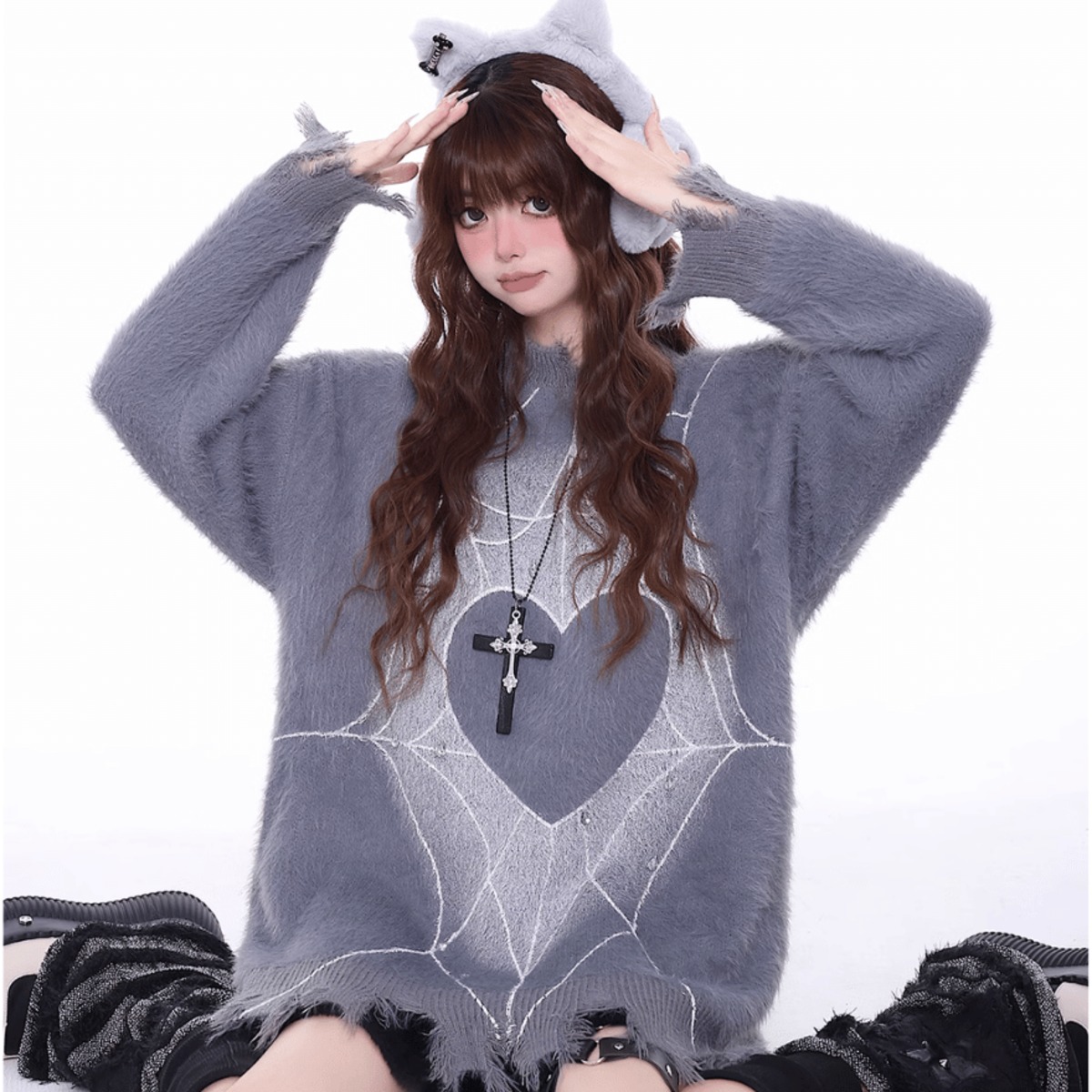 ✨極美品✨ozz on hikozoh ニットパーカー 龍 ロリータ ゴスロリ ゴスロリ通販 With U CRAZYGIRL オリジナル セーター ハート