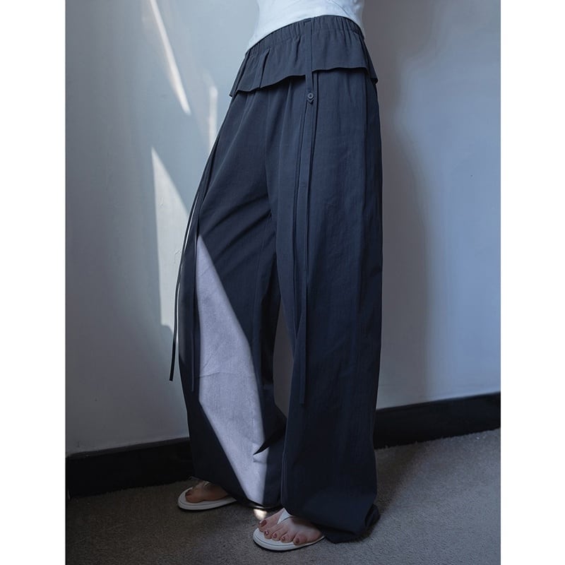 waist gather wide pants k-0168