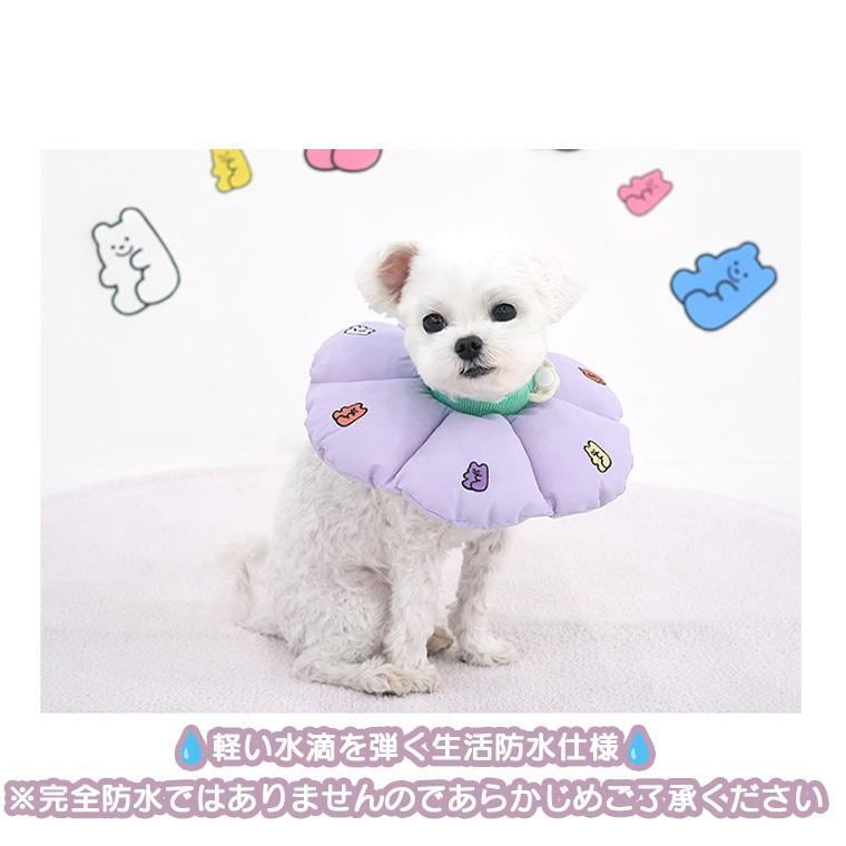 jelly bear neck collar S ~ M / 犬 エリザベスカラー クッション 綿 小型犬 中型犬 コットン ソフト 軽量 嫌がらない 介護 しつけ 傷なめ防止 犬用 ネコ 可愛い ネックカラー 枕 軽い 韓国 ペット用品