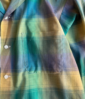 Vintage 70s Brent open collar ombre check shirt