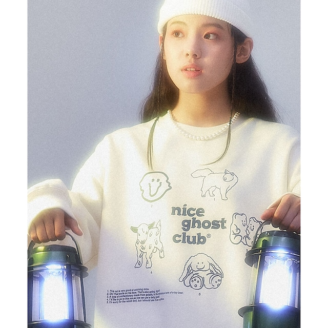 ★[NICE GHOST CLUB] NGC_PICTORIAL SWEATSHIRTS [CREAM] 正規品 韓国ブランド 韓国通販 韓国代行 韓国ファッション トレーナー bz20102901