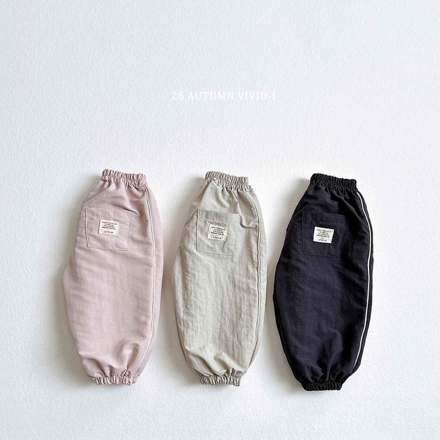 【取寄】vivid-i｜piping label nylon jogger pants｜パイピングラベルナイロンジョガーパンツ｜XS-JM｜kids&jr｜26 autumn