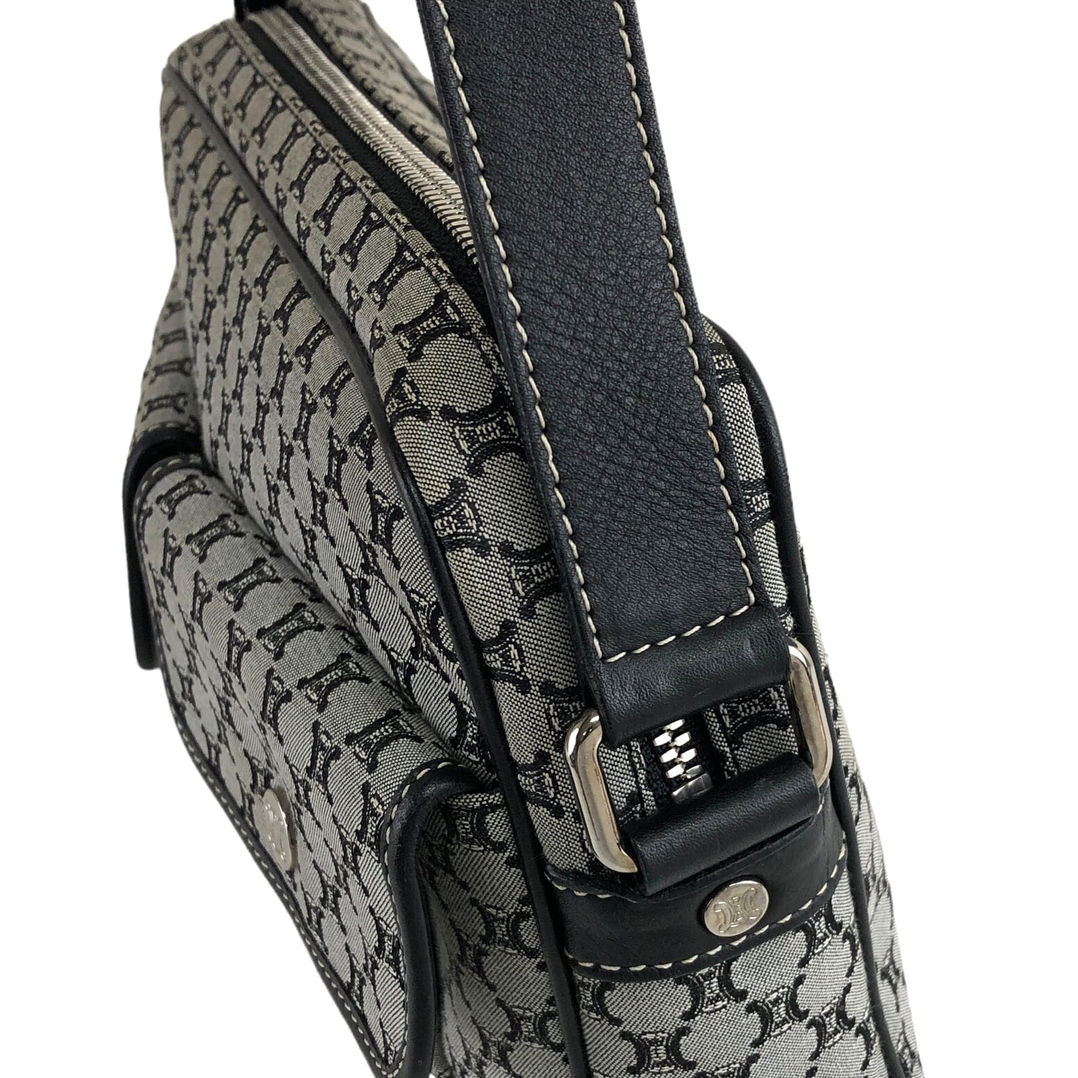 CELINE セリーヌ マカダム ショルダーバッグ ブラック キャンバス CELINE セリーヌ マカダム ショルダーバッグ ブラック キャンバス