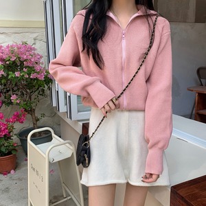 ジップアップ ブルゾン レディース 春秋冬 韓国 アウター トップス きれいめ 大人 かわいい おしゃれ ニット フェミニン 羽織り 大人可愛い 大人女子