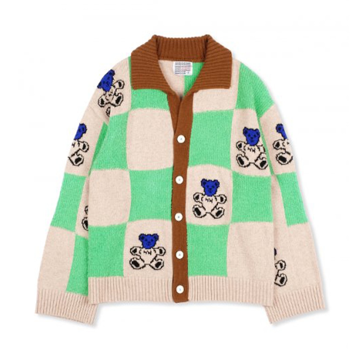 YOUTHBATH] BEAR CHECK CARDIGAN_BEIGE 正規品 韓国ブランド 韓国通販