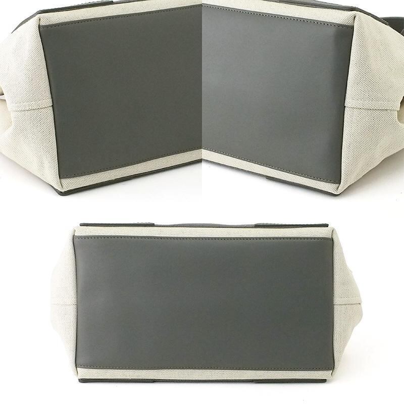 バレンシアガ BALENCIAGA ネイビー カバス S グレー キャンバス レザー
