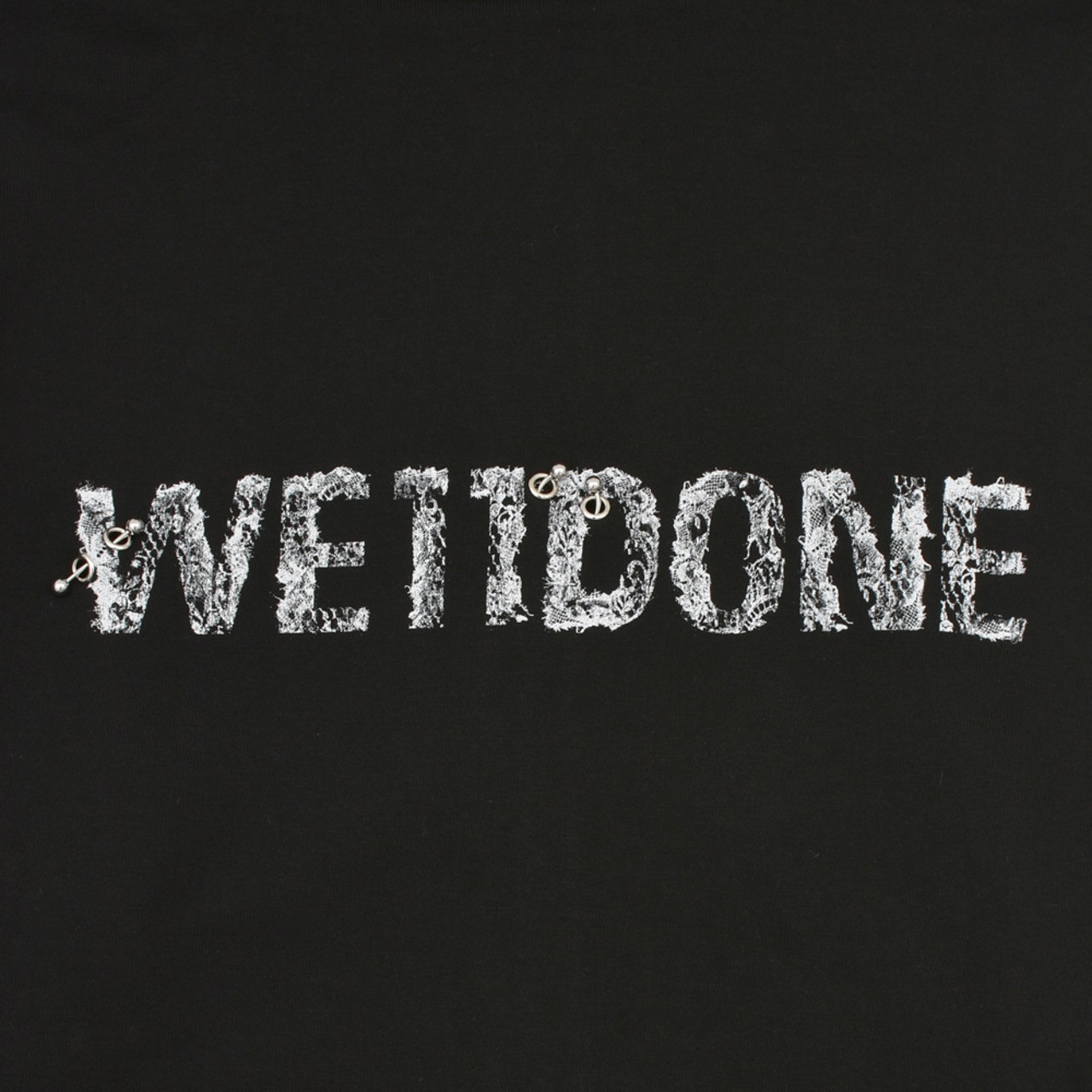 【WE11DONE】BLACK LACE PATTERN LOGO HOODIE ZIP-UP - 5