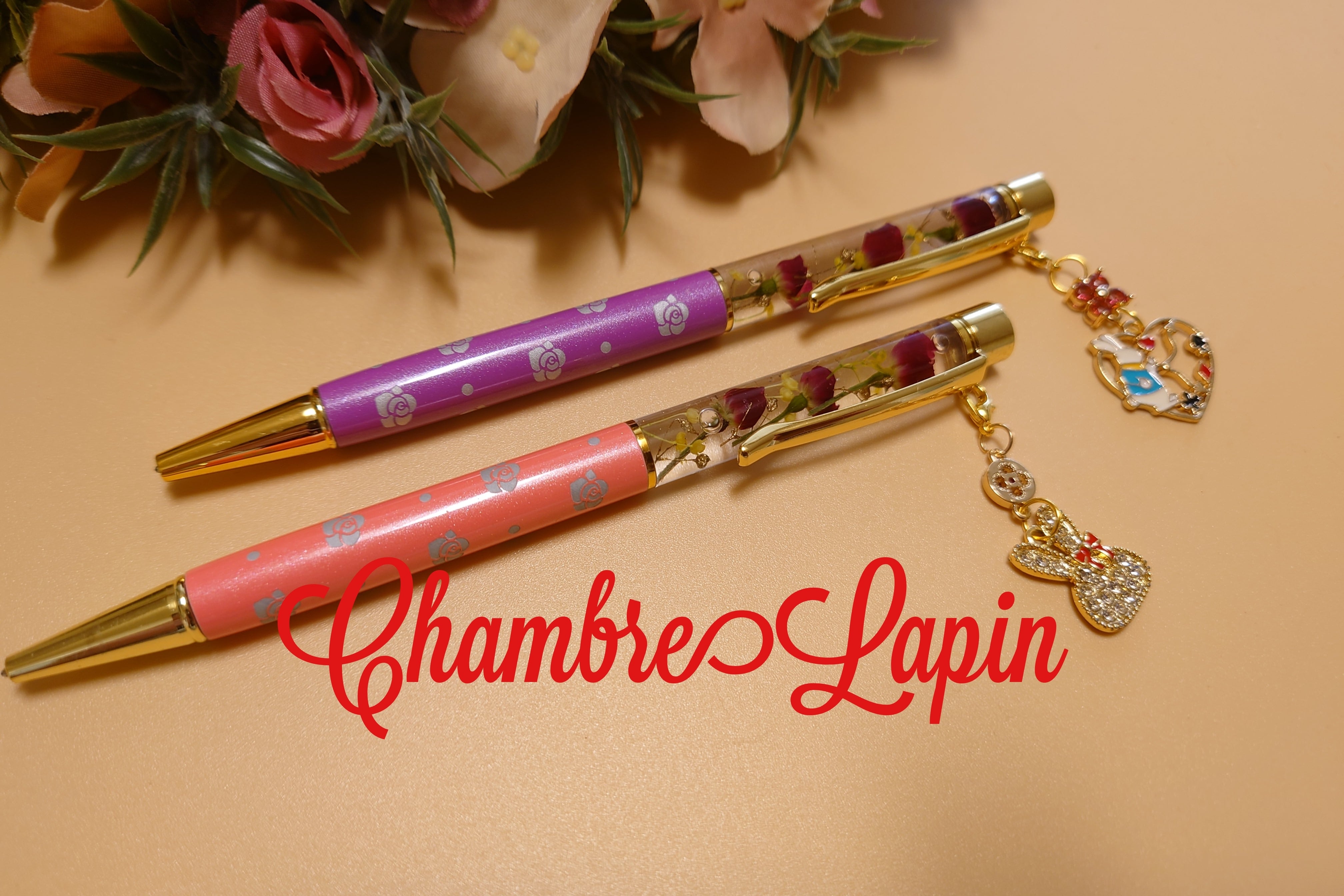 N882 / カスタムタッチペン＆ボールペン うさぎビーズ お花ビーズ  