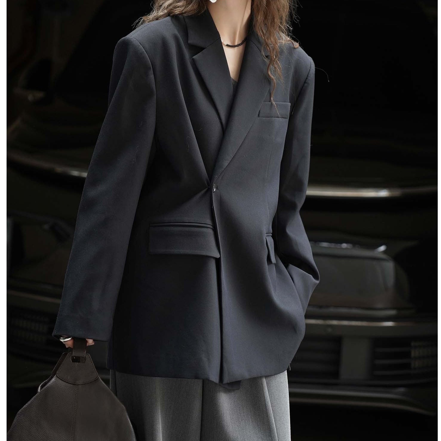 Asymmetric Loose Fit Tailored Jacket*S-128