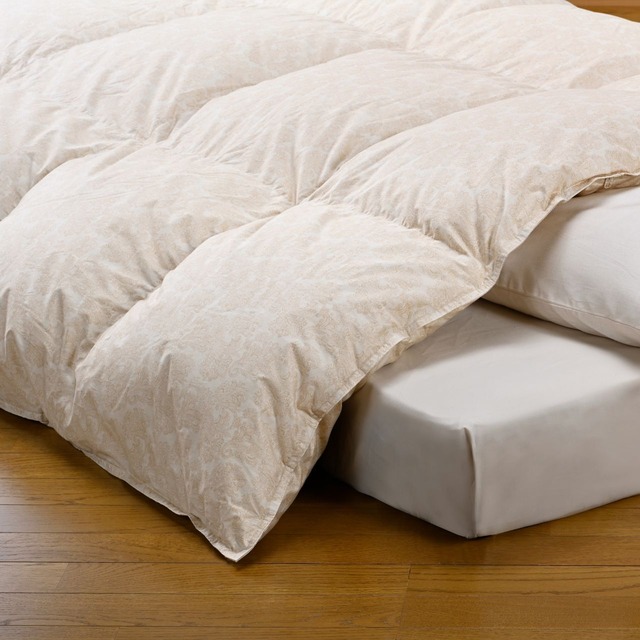 エコテックス®羽毛掛ふとん【ネーベル】Ｓ／ＳＤ／Ｄ／Ｑ／Ｋ 　エコテックス®認証ホワイトダックダウン90％−立体キルト（60サテン／1.3kg）