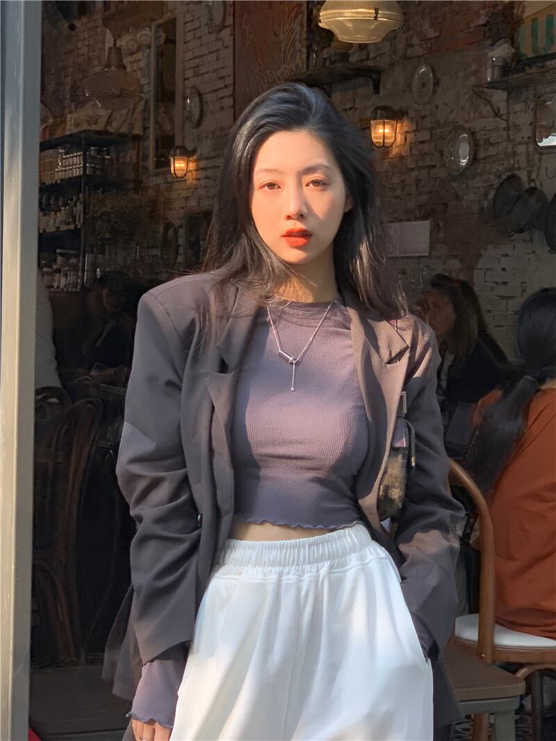 ジャケット ルーズグレーカジュアルスプリング 春物 ブラックストロベリース41886025121