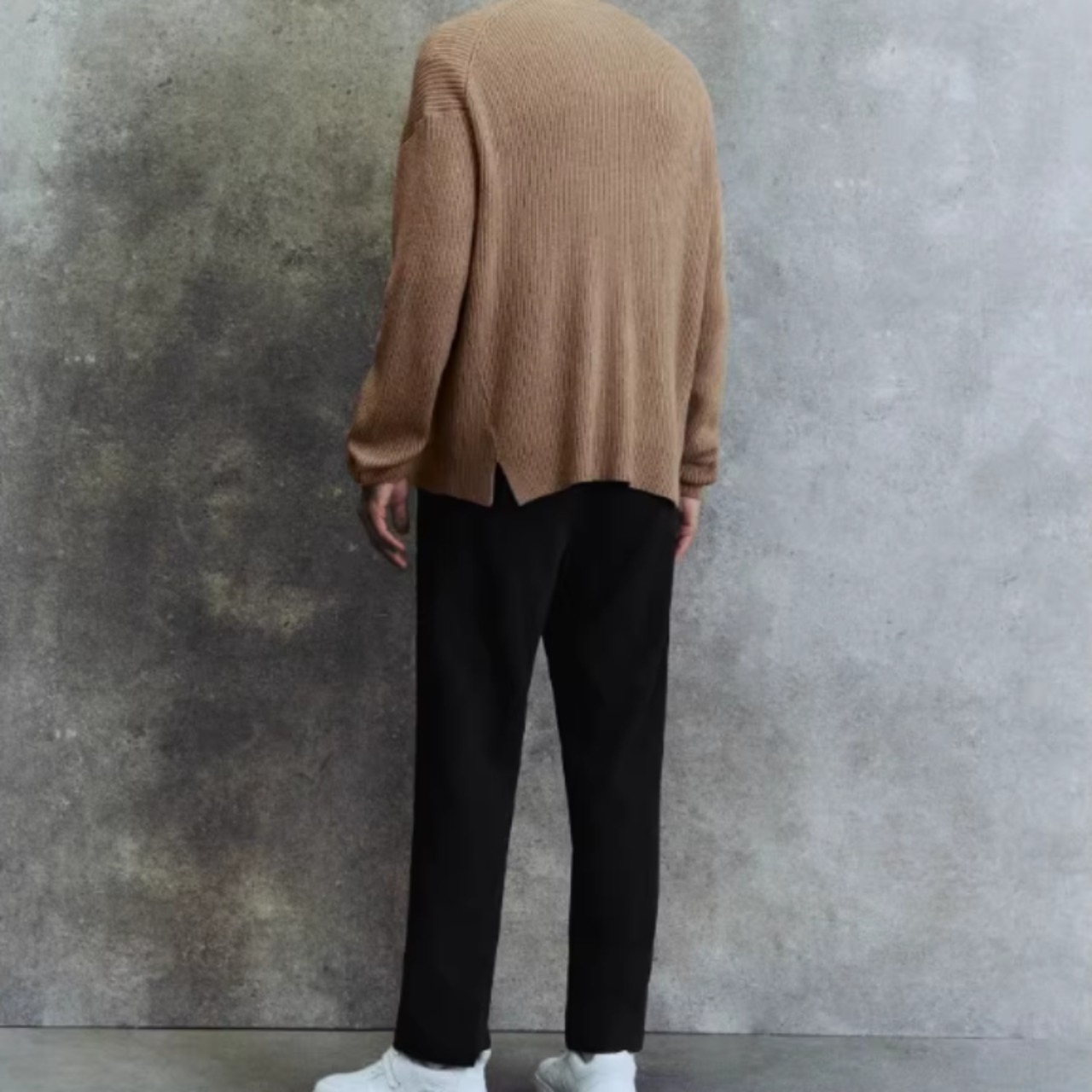 ルーズVネックブラウンニットカーディガン　0804