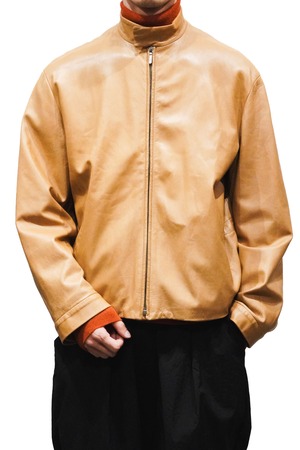 90~00's "JIL SANDER" Camel Color Lamb Leather Zip-Up Blouson Made in ITALY (Design by Jil Sander)