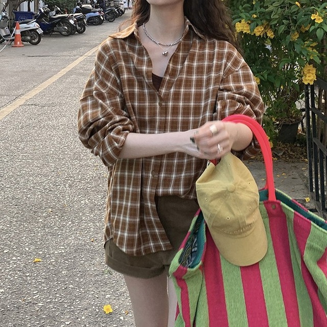 ルーズフィットチェックシャツ [am03642]