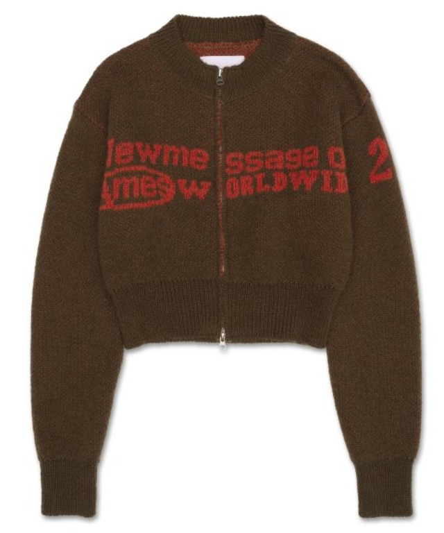 [AMES-WORLDWIDE] JAQUARD KNIT ZIP UP BROWN