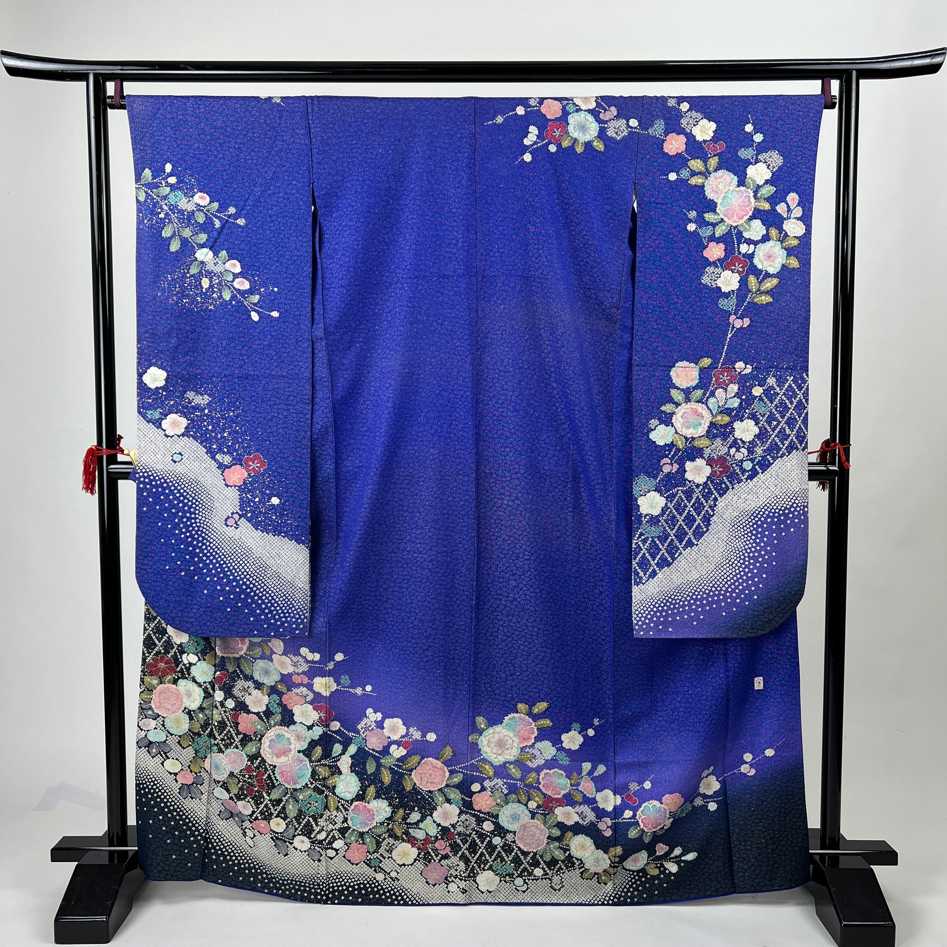 中振袖 振袖 中古品 青色 青 3S235 HZYA042000 | 和装小物 中古着物